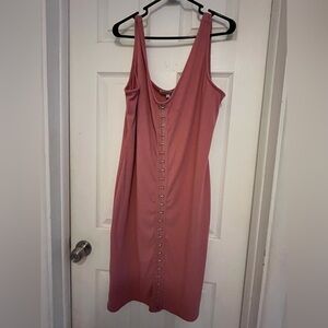 Love J Baby Pink Ribbed Bodycon Tank Dresss with Faux Corset Detail 2X